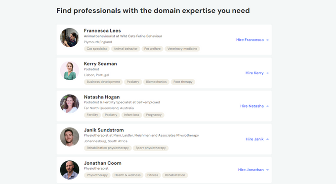 Expert list