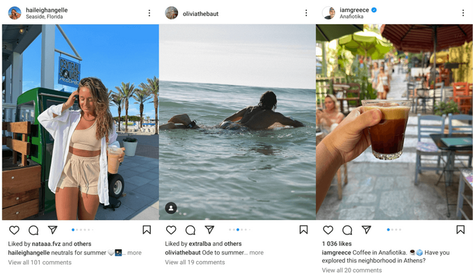 Screenshot of 3 Instagram posts