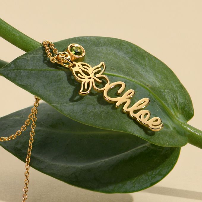 Blooming Birth Flower Name Necklace