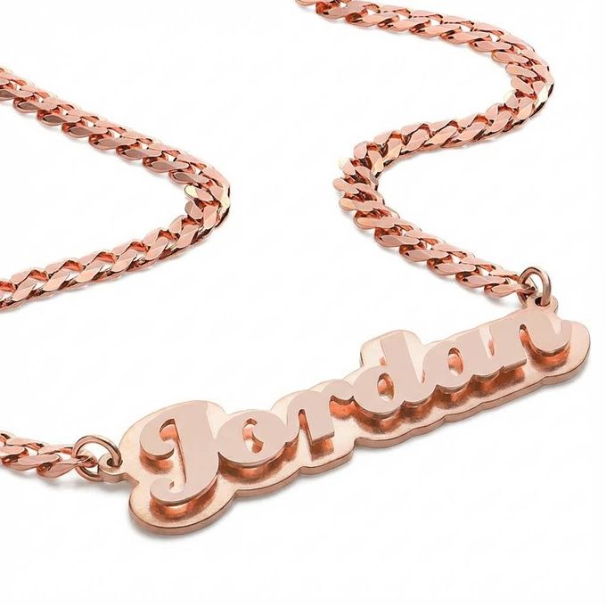 Jordan Alexis Double Plated Name Necklace in 18K Rose Gold Plating