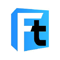 a blue and white logo with the letter f