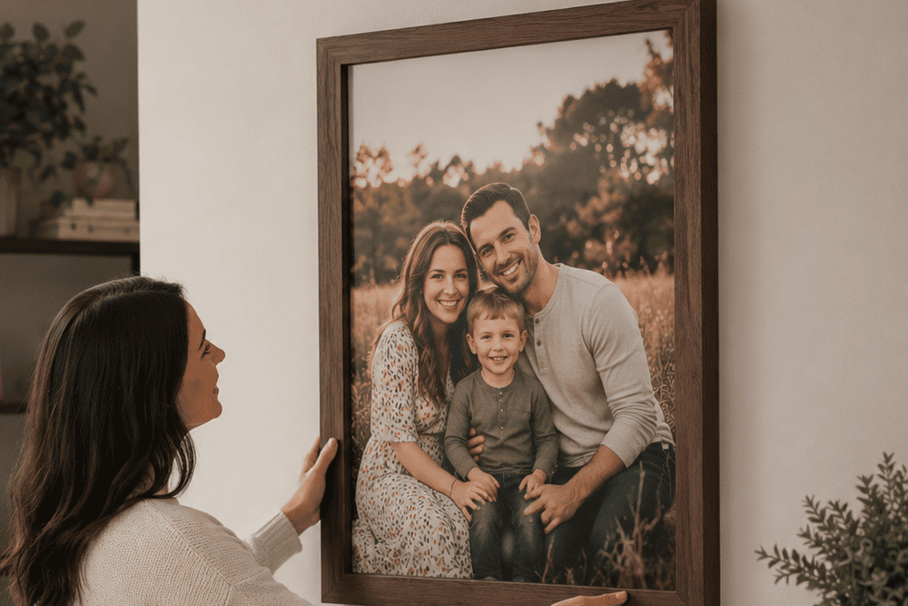 A walnut picture frame.