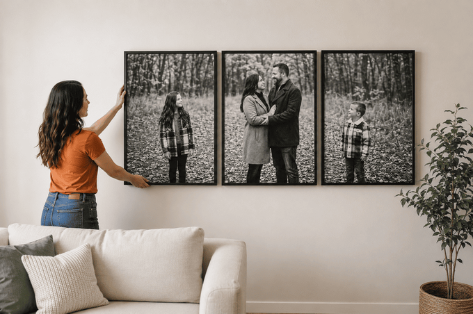 11 Gallery Wall Layout Ideas for a Flawless Display A triptych wall gallery layout.