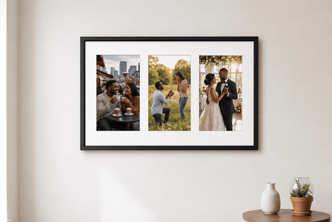 A milestone memory collage frame.