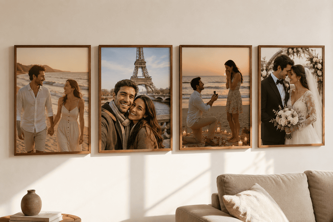 Gallery wall gift set of wedding and couple moments