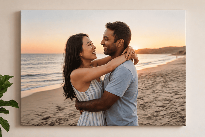 A wrapped canvas of a favorite couple moment