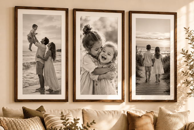 11 Gallery Wall Layout Ideas for a Flawless Display A wall gallery layout design above a couch.