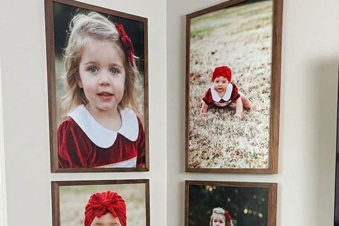 A corner wall gallery layout.