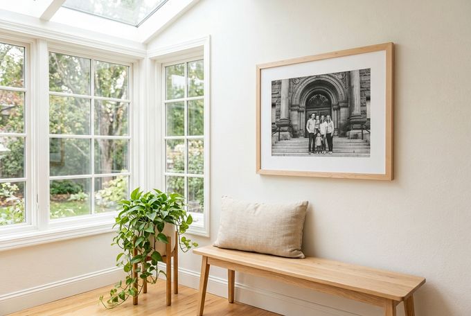 Example of a Matte Photograph Illustration of a matte-finish print in a bright room.