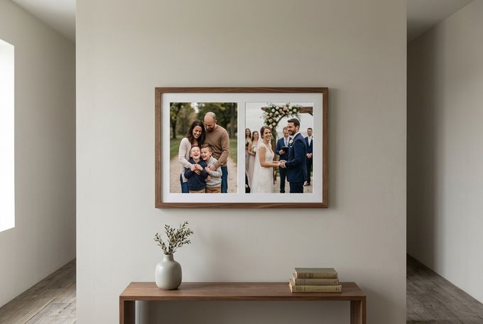 a picture of a family hanging on a wall