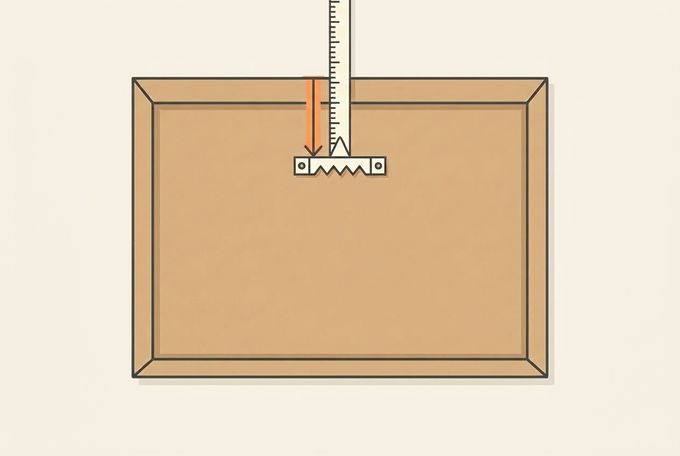a drawing of a square with a ruler sticking out of it