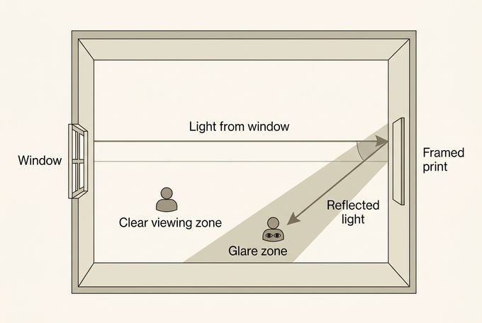 a diagram of a window showing the light from the window and the clear viewing zone