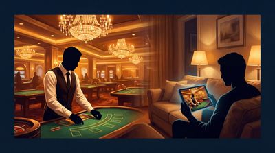 a man playing a game of crap in a casino