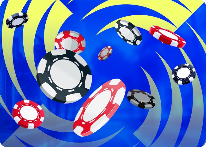 a group of casino chips falling into the air
