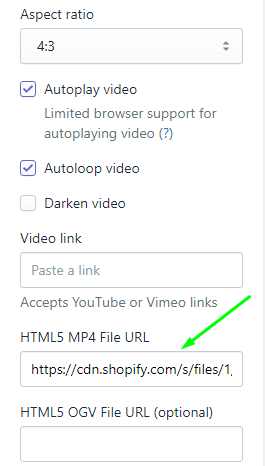 Enter the Url of the video in this field