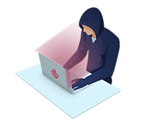 a person in a hooded jacket is using a laptop