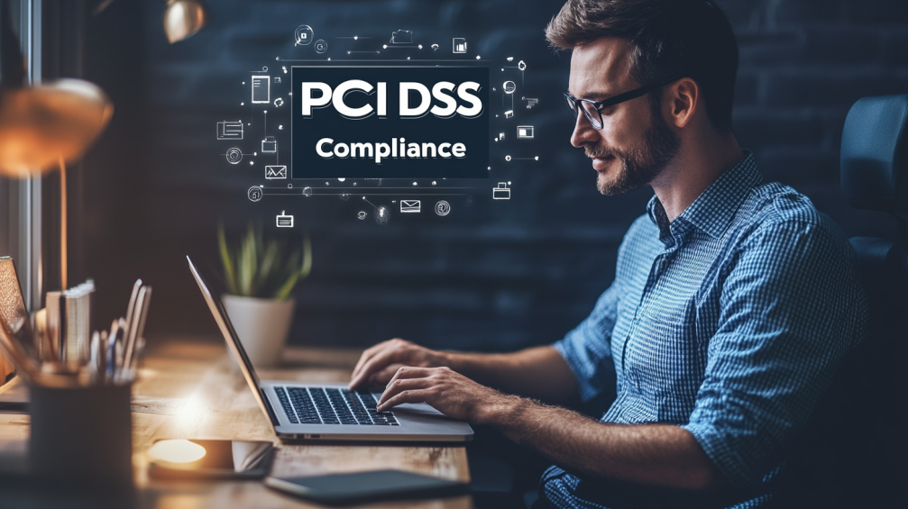 a man sitting in front of a laptop