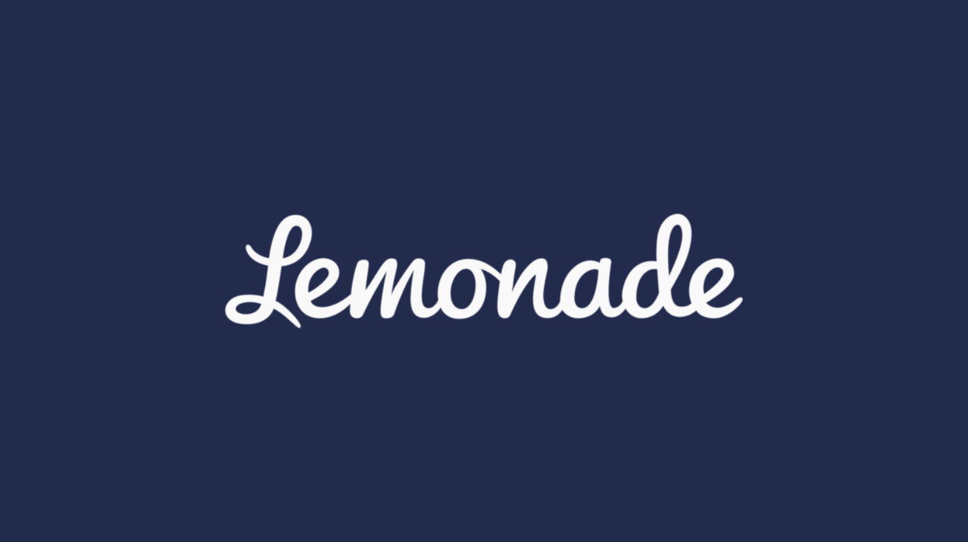 the word lemonade written in white on a blue background