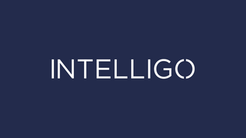 a blue background with the word intelligo written in white