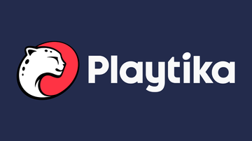 the playtika logo on a blue background