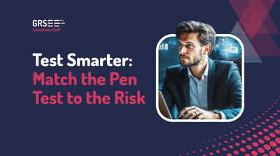 a man sitting at a desk with the text test smarter match the pen test to