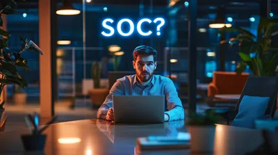 a man sitting at a table with a laptop in front of him