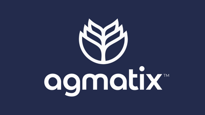 the agmatix logo on a dark blue background
