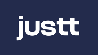 the word justt on a blue background