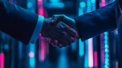 a close up of two people shaking hands