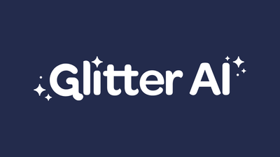 a blue background with the word glitter ai