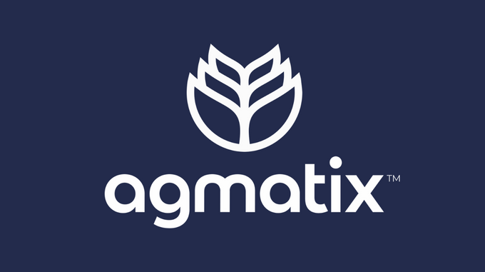 the agmatix logo on a dark blue background