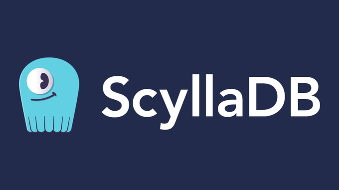 a blue and white logo with a cartoon character