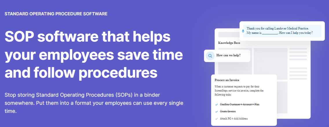 a purple background with the words stop software that helps your employees save time and follow