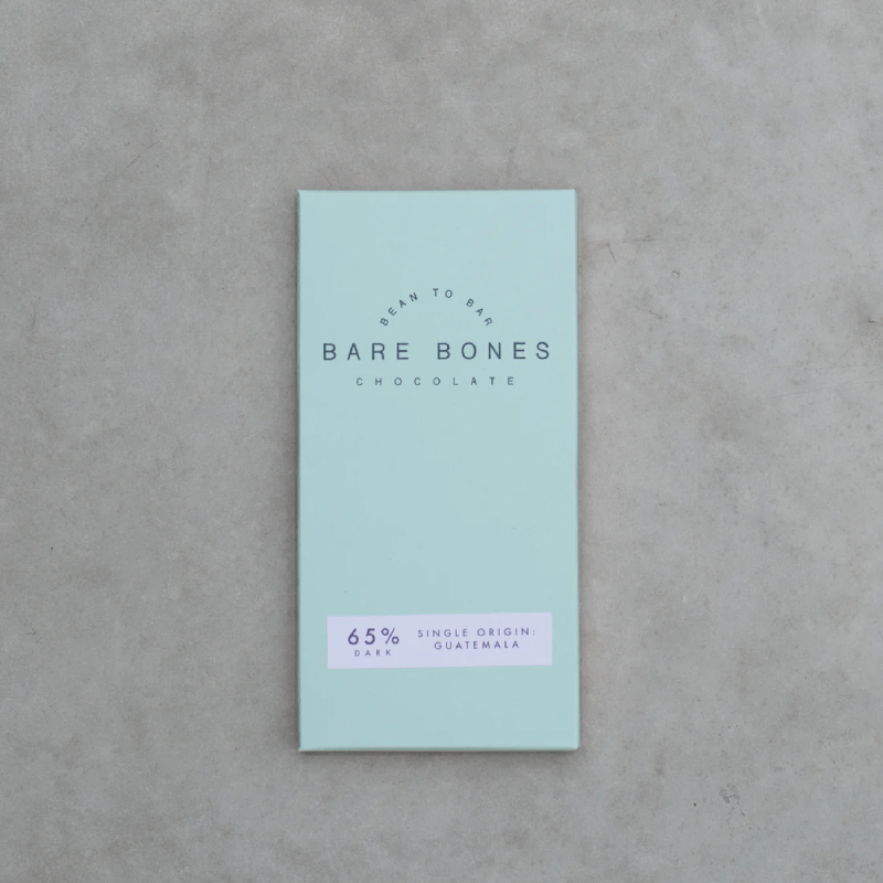 A slab of Bare Bones chocolate sitting on a table.
