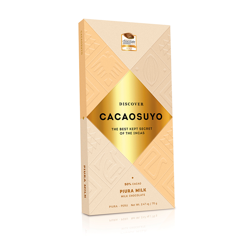 A box of CACOSUYO Chocolate on a white background.