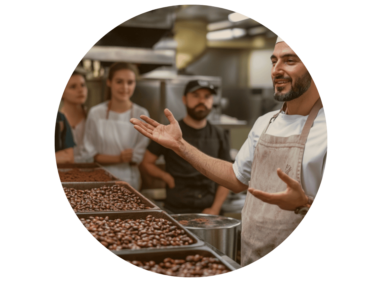 a man conducting a tour on cacao