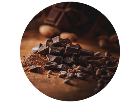 a pile of chocolate next to a pile of nuts