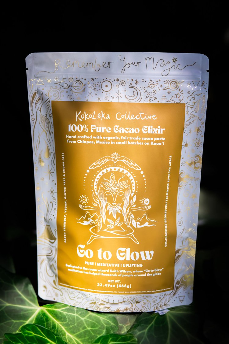 A bag of KokoLeka Collective 100% Pure Cacao Elixir.