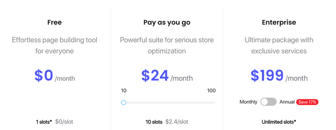 Pricing for PageFly