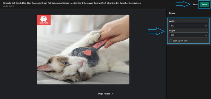 Screenshot of adjusting an image's pixels in Shopify's Image Editor