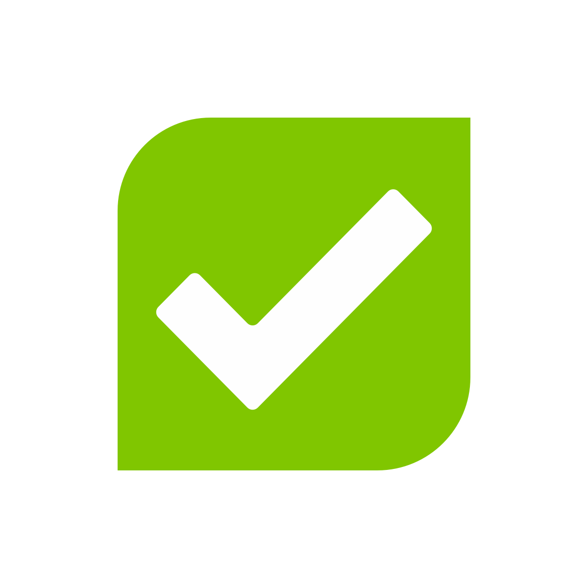 a green square with a check mark on it