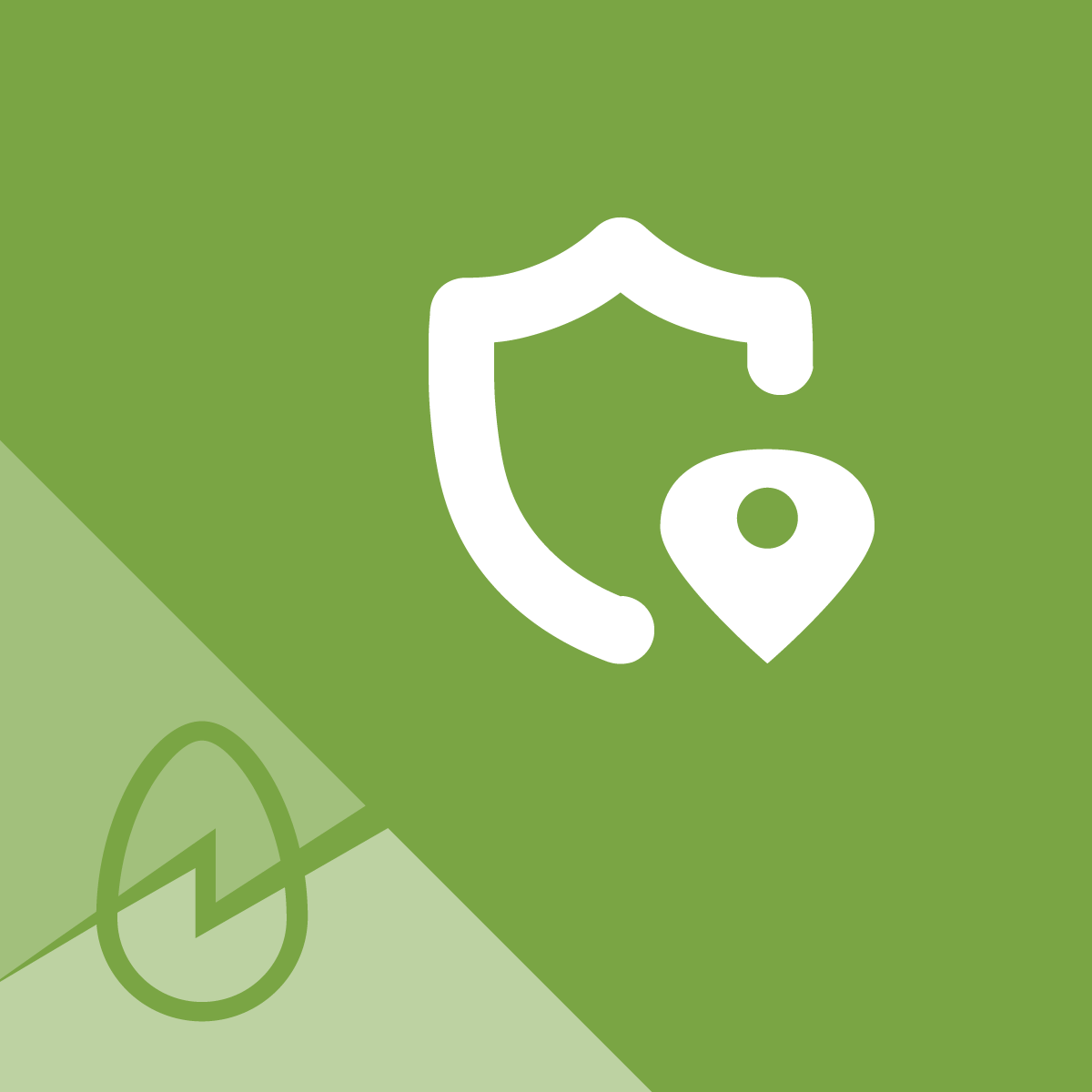 a green background with a white icon of a shield