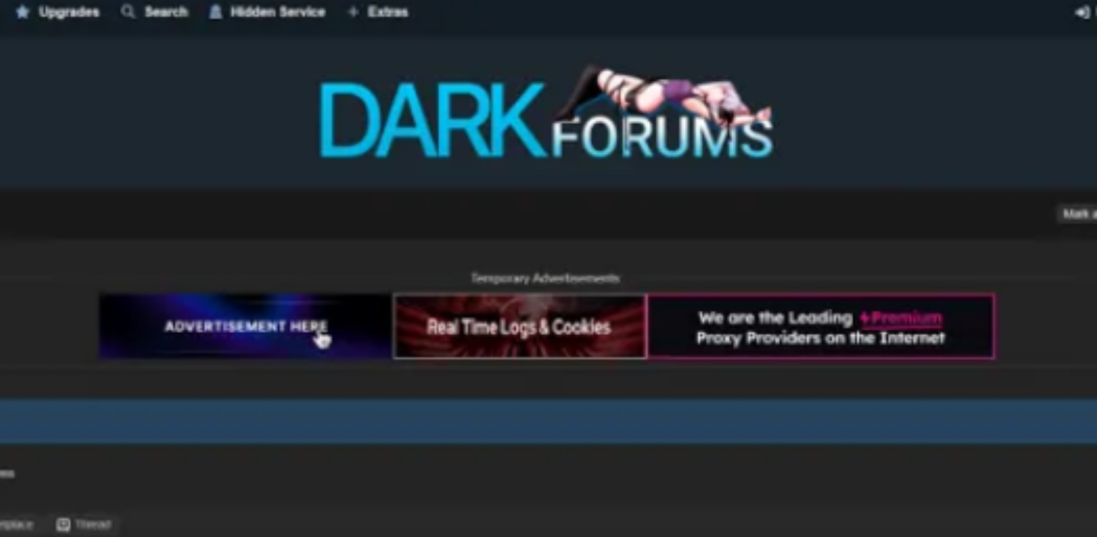 the dark forum page on a computer screen
