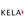 a black and red logo with the word kela on it