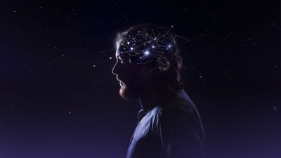 a man with his head in the shape of a brain