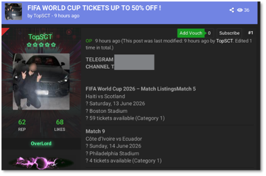 An actor on Cracked was offering tickets for the FIFA World Cup