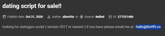 Threat Actor post on Nulled forum Threat Actor post on Nulled forum