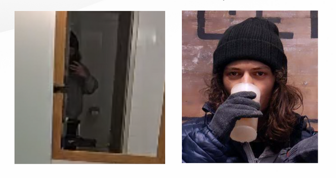 Snapshot taken from a Telegram video (left), and Ruben’s Facebook photo (right), showing similarities in the hat and the long hair Snapshot taken from a Telegram video (left), and Ruben’s Facebook photo (right), showing similarities in the hat and the long hair