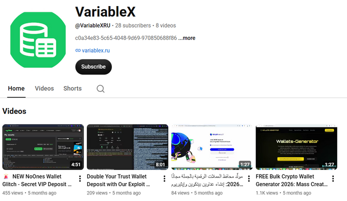 The VariableX YouTube channel, The VariableX YouTube channel