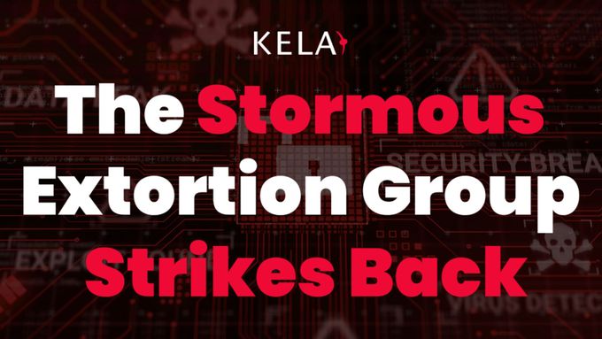 a red background with the words the stormous extortion group strikes back